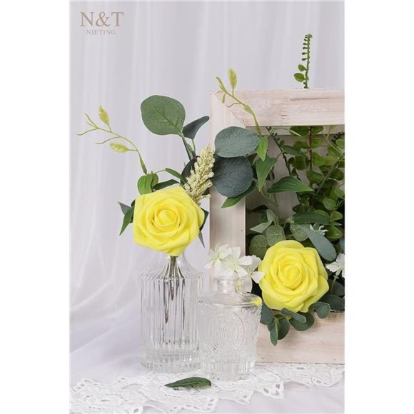 Artificial Flowers 25Pcs Fake Flowers Fall Roses Perfect DIY Wedding Bouquets - Picture 5 of 6